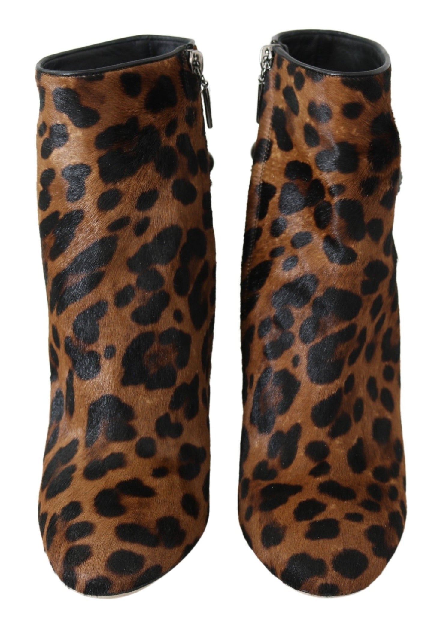 Leopard-Print Calf Hair Ankle Boots