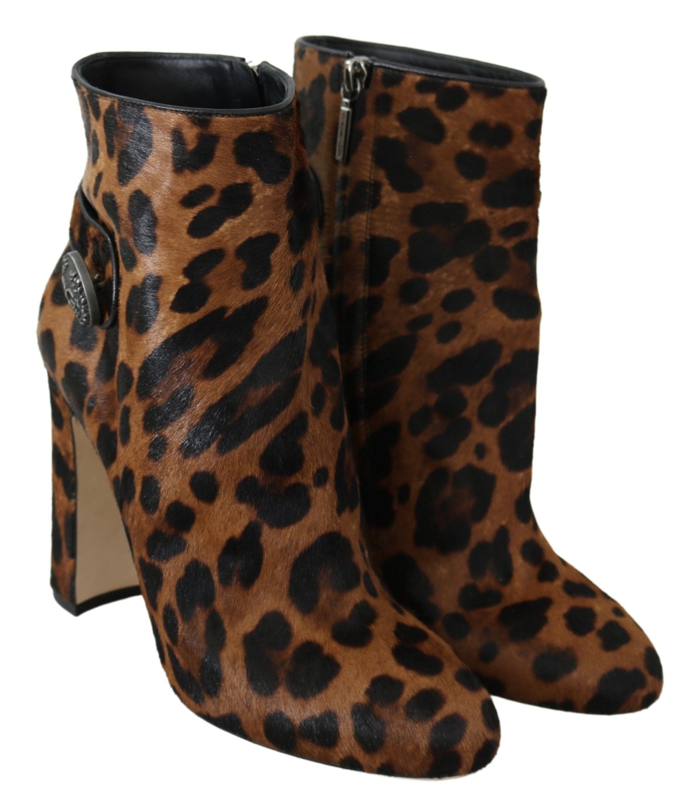 Leopard-Print Calf Hair Ankle Boots