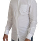 White Cotton Slim Fit Formal Dress GOLD Shirt