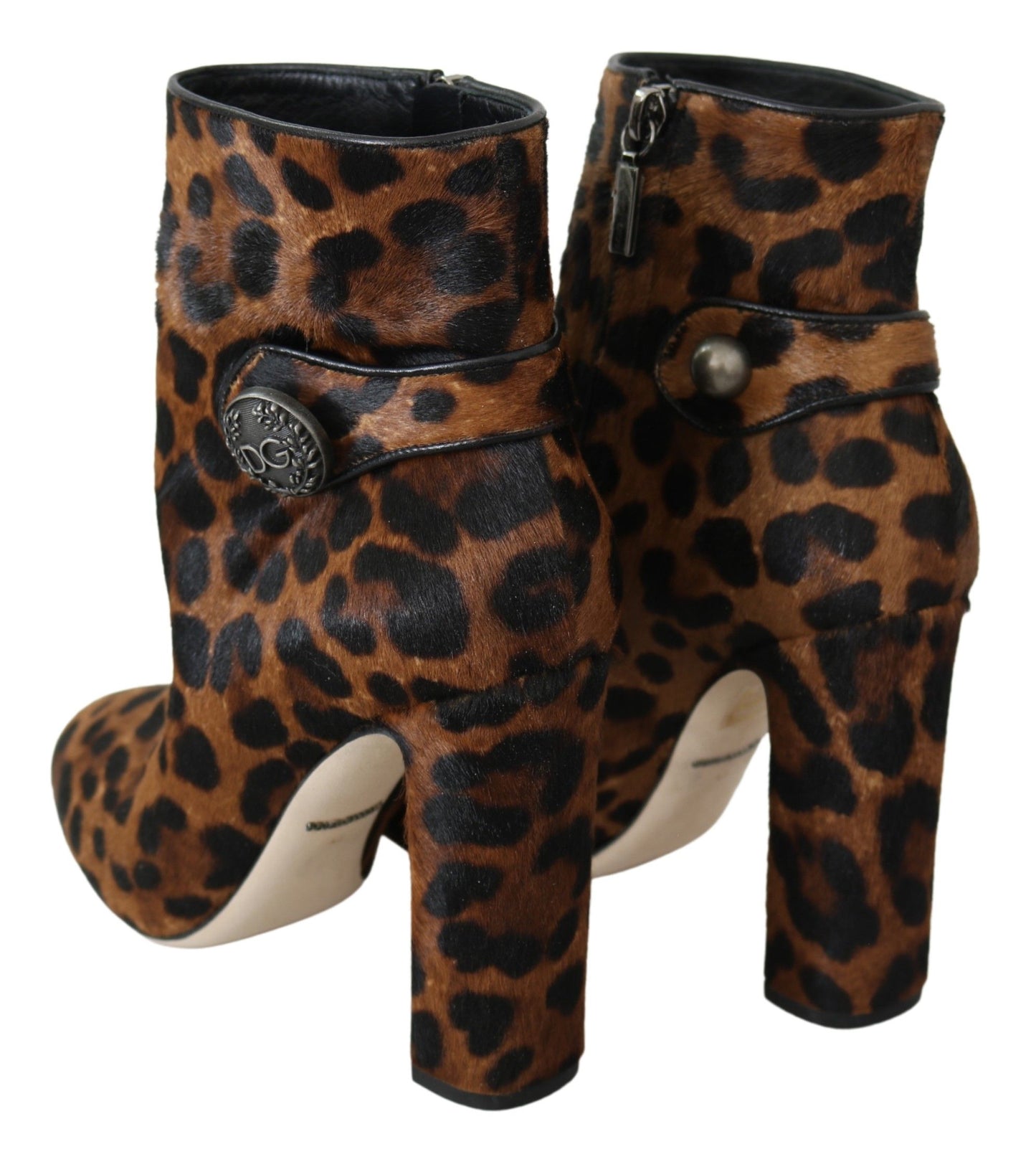 Leopard-Print Calf Hair Ankle Boots