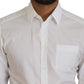 White Cotton Slim Fit Formal Dress GOLD Shirt