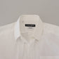 White Cotton Slim Fit Formal Dress GOLD Shirt