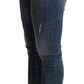 Elegant Mid Waist Skinny Blue Jeans