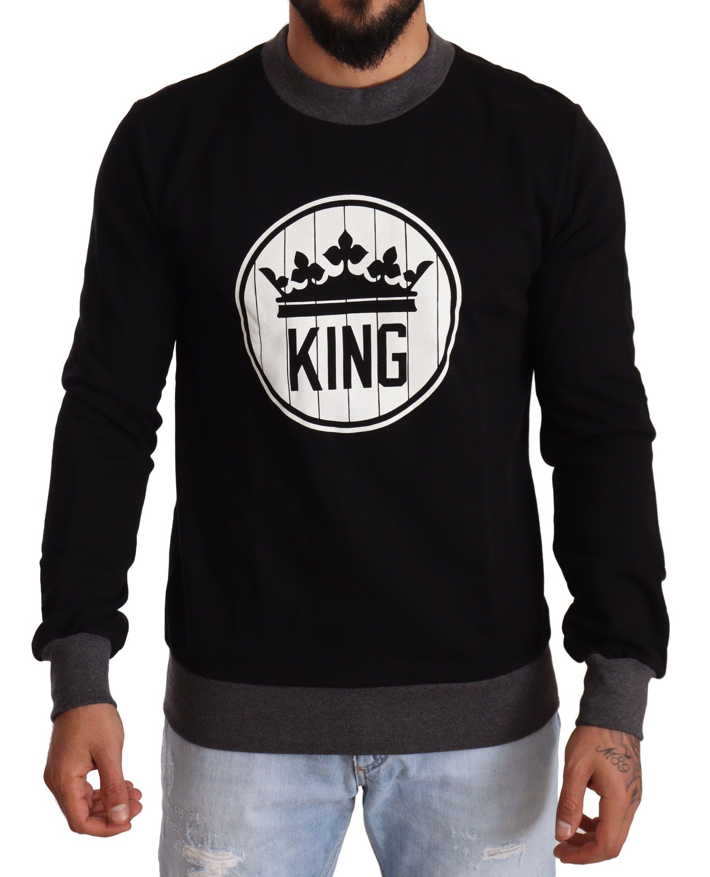 Regal Crown Crewneck Cotton Sweater