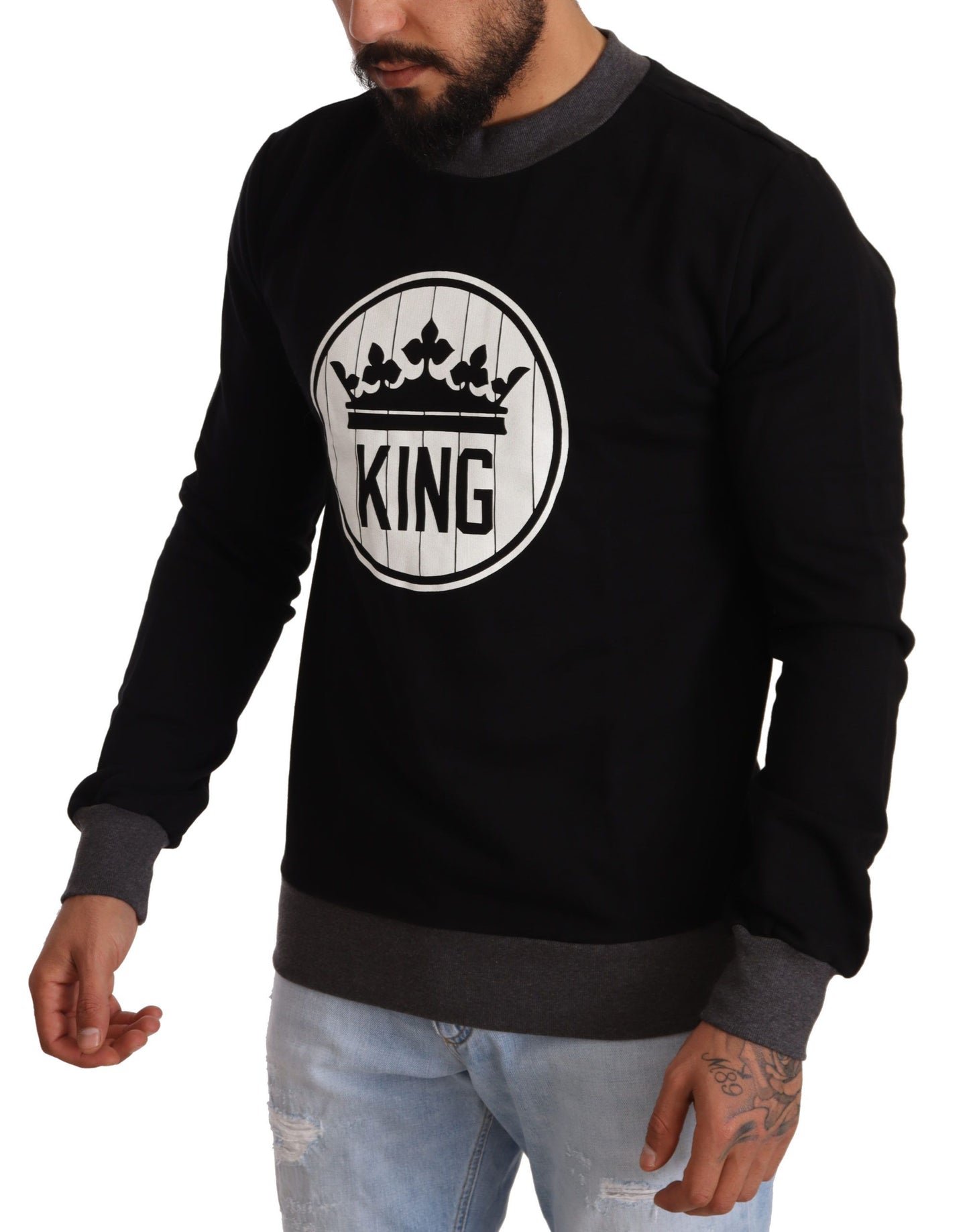 Regal Crown Crewneck Cotton Sweater