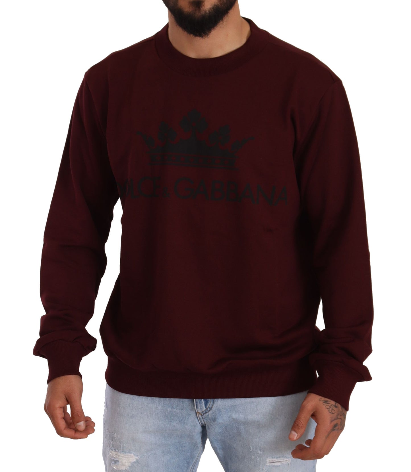 Elegant Bordeaux Crown Motive Sweater