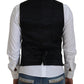 Black Wool Stretch Waistcoat Formal Vest