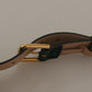 Moss Green Velvet Gold Tone Logo Metal Buckle Belt