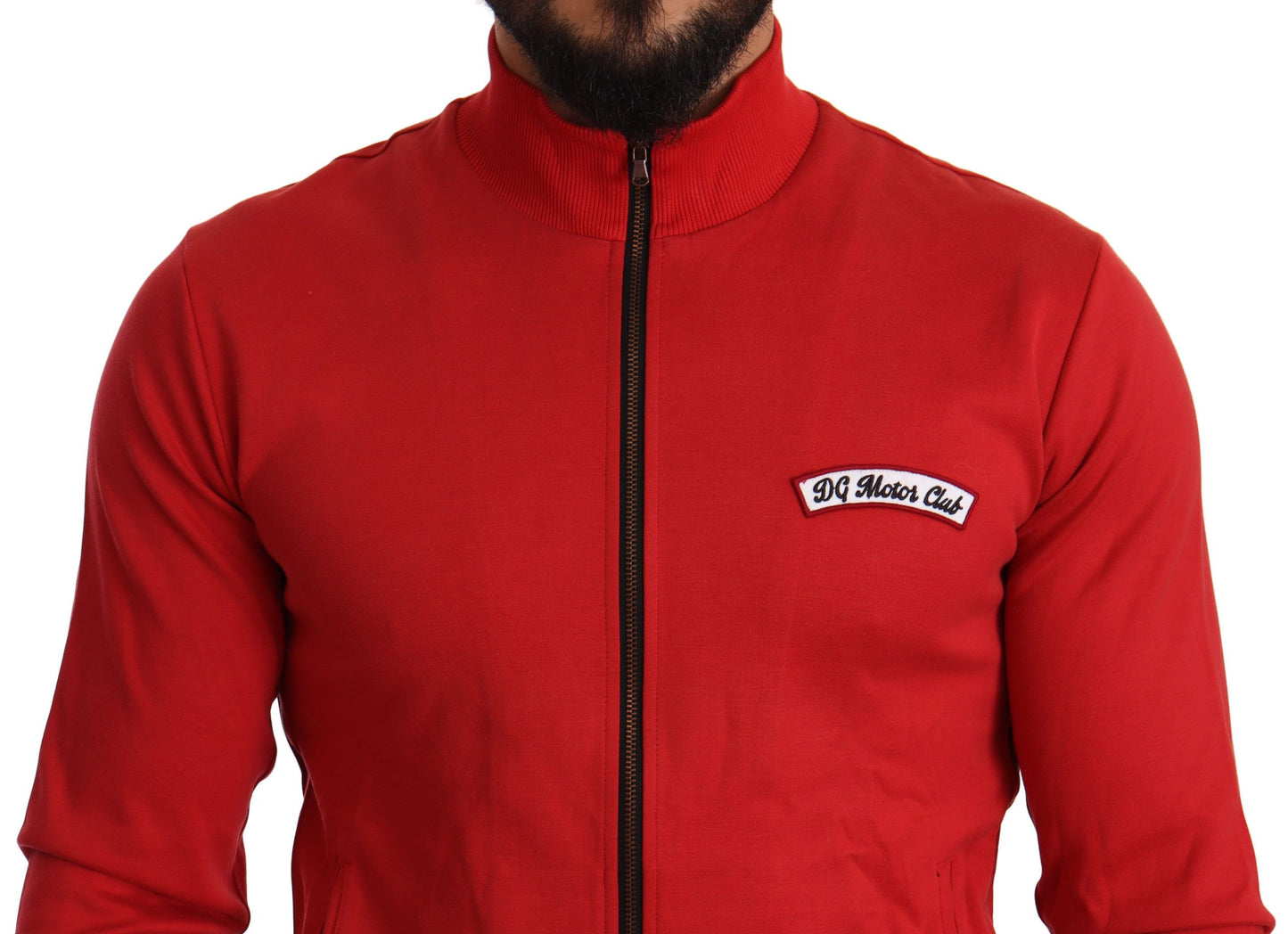 Red DG Motor Club Zipper Stretch Sweater