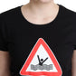 Elegant Black Cotton Graphic Tee