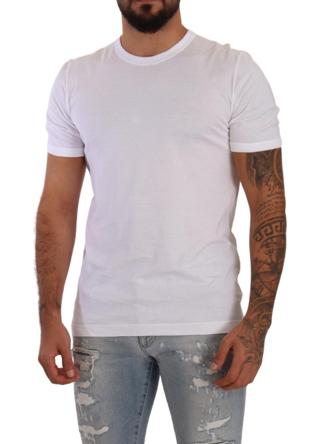 Chic White Crewneck Cotton Tee