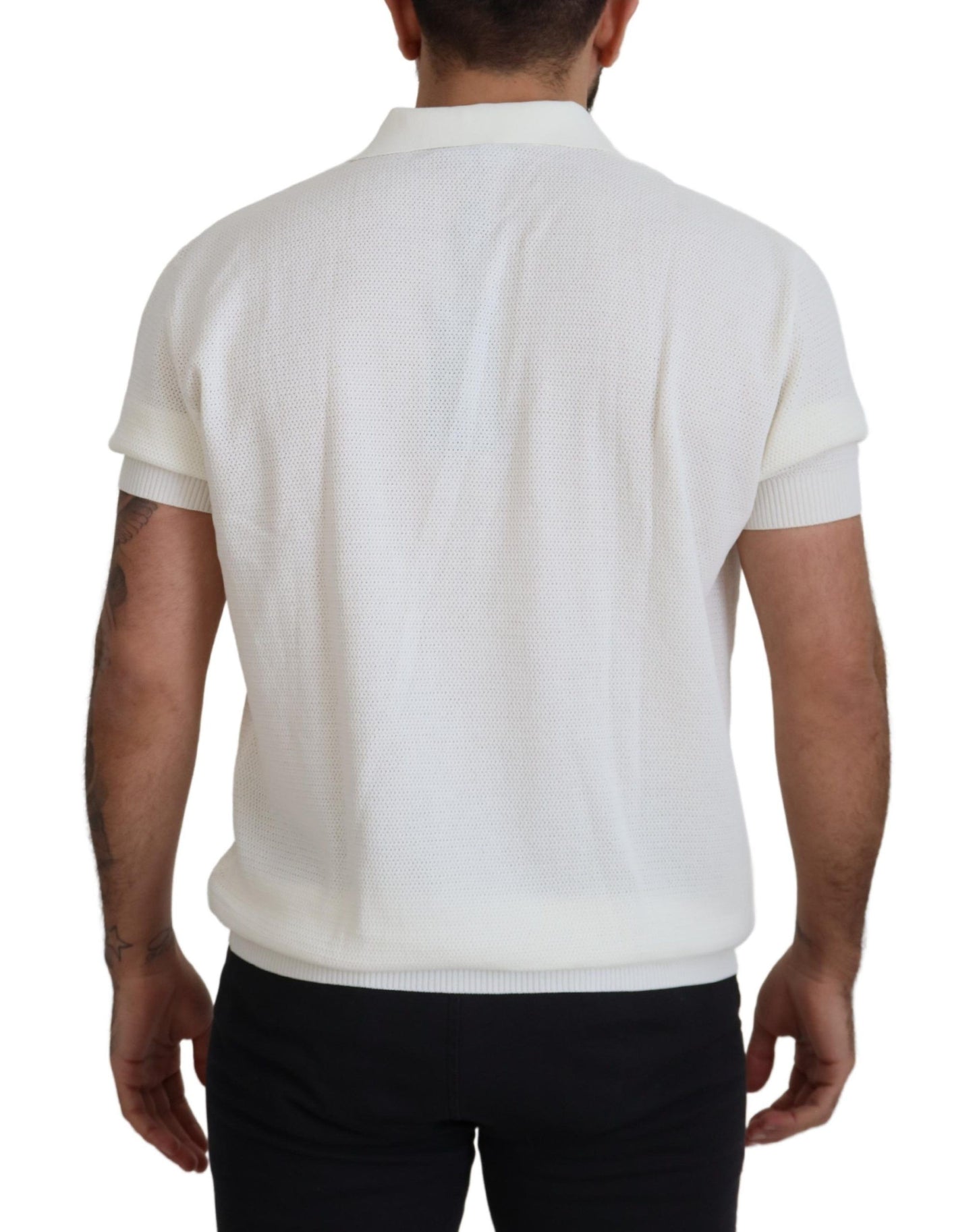 Elegant White Cotton Polo T-Shirt