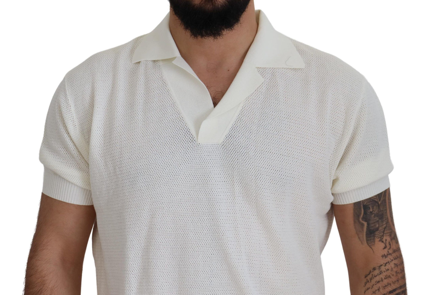 Elegant White Cotton Polo T-Shirt