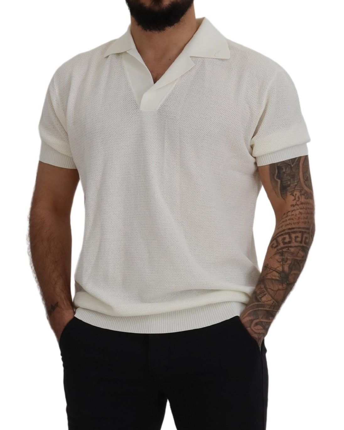 Elegant White Cotton Polo T-Shirt