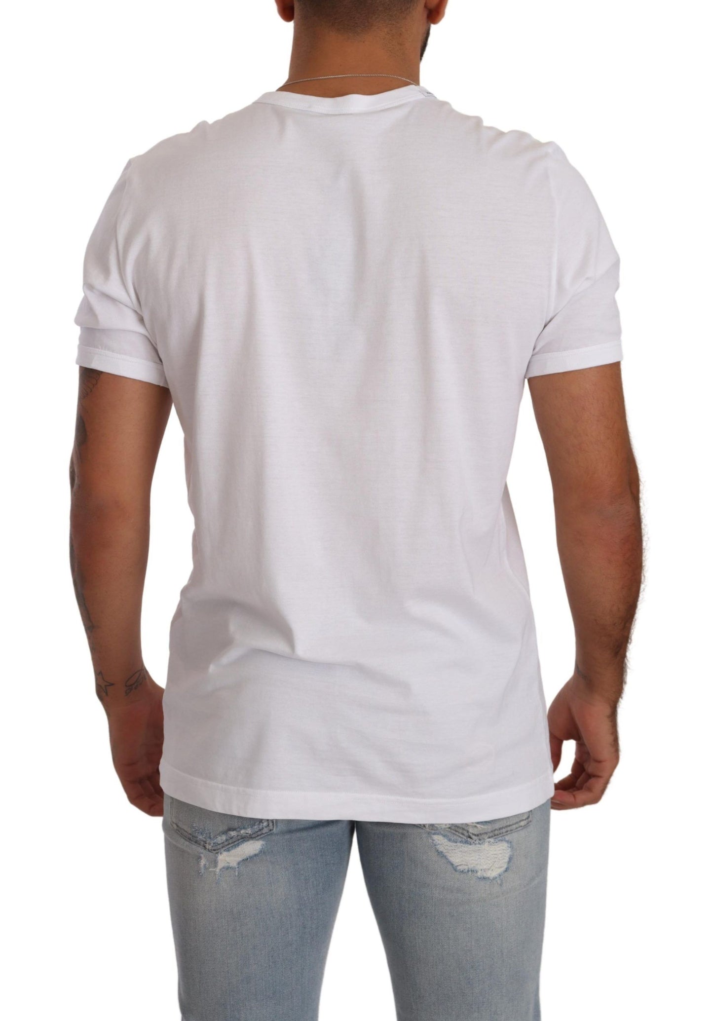 Elegant White Cotton Crewneck Tee