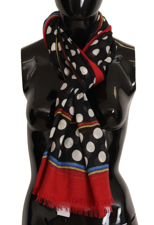 Elegant Silk Twill Square Scarf with Polka Dots