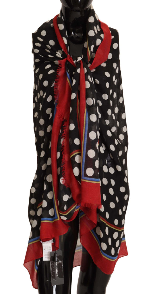 Elegant Silk Twill Square Scarf with Polka Dots