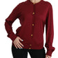 Silk Red Cardigan Top with Button Accents