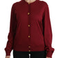 Silk Red Cardigan Top with Button Accents