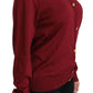 Silk Red Cardigan Top with Button Accents