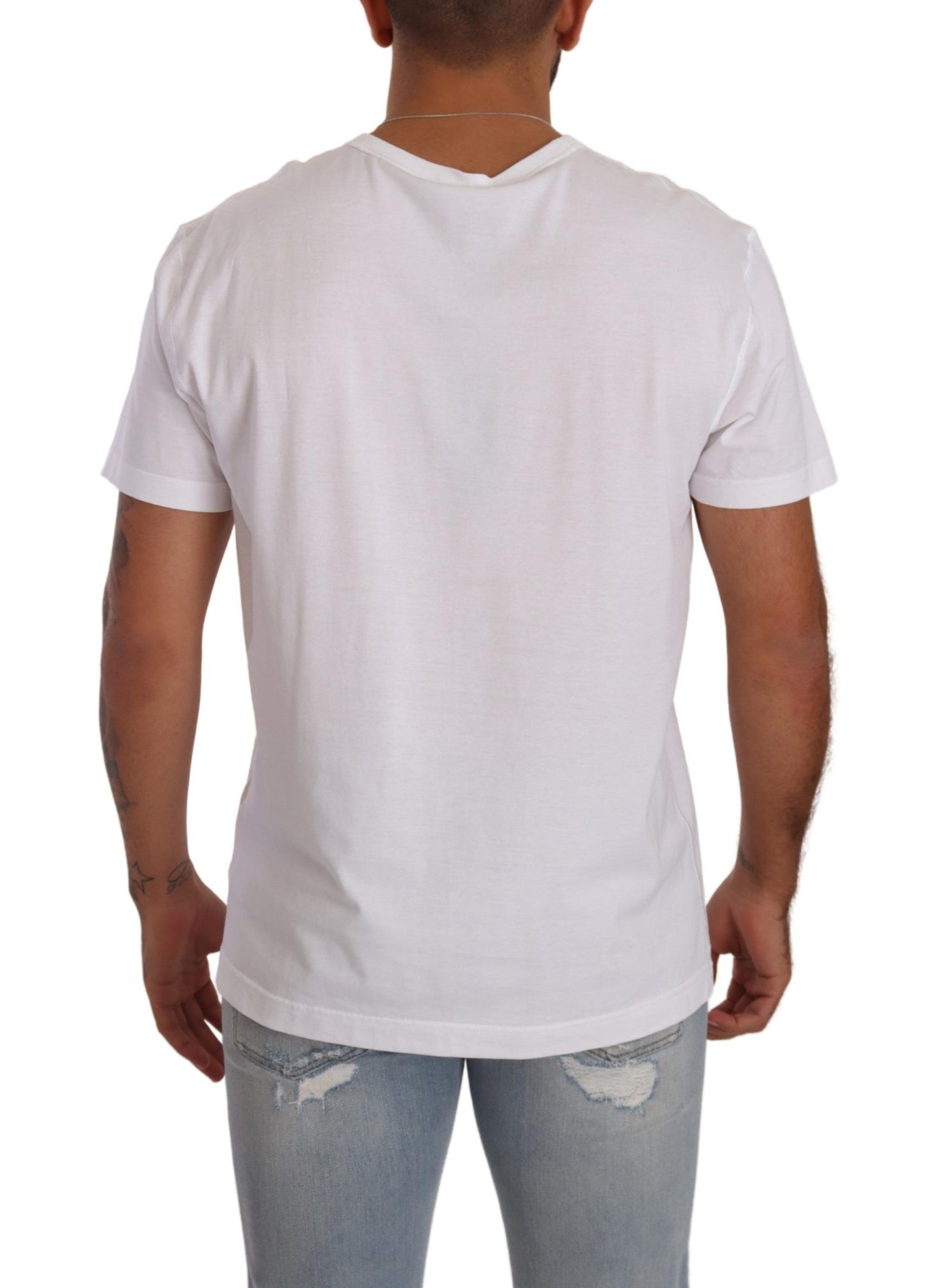 Elegant White V-Neck Cotton T-Shirt