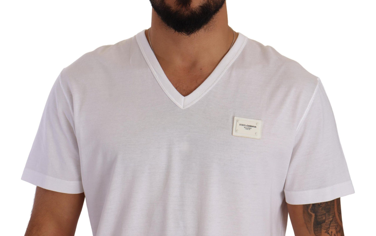 Elegant White V-Neck Cotton T-Shirt