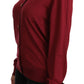 Silk Red Cardigan Top with Button Accents