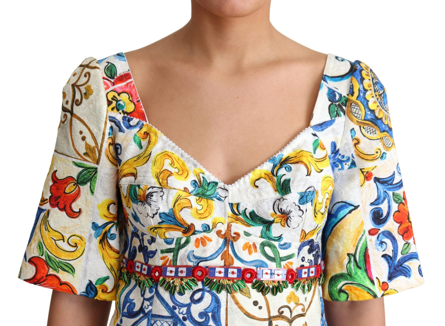 Multicolor Majolica Mini Dress Extravaganza