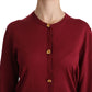 Silk Red Cardigan Top with Button Accents