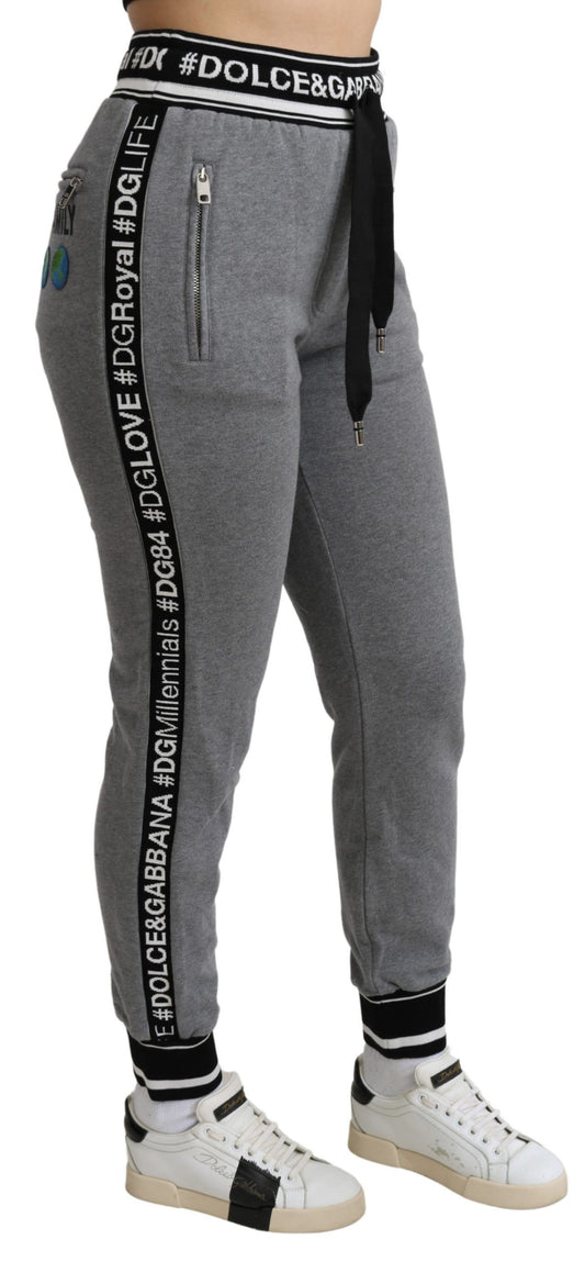 Elegant Mid Waist Jogging Pants in Gray