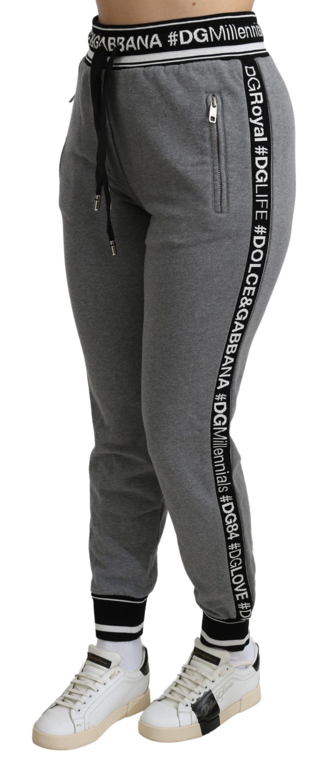 Elegant Mid Waist Jogging Pants in Gray