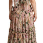 Elegant Sleeveless Floral Ruched Silk Long Dress
