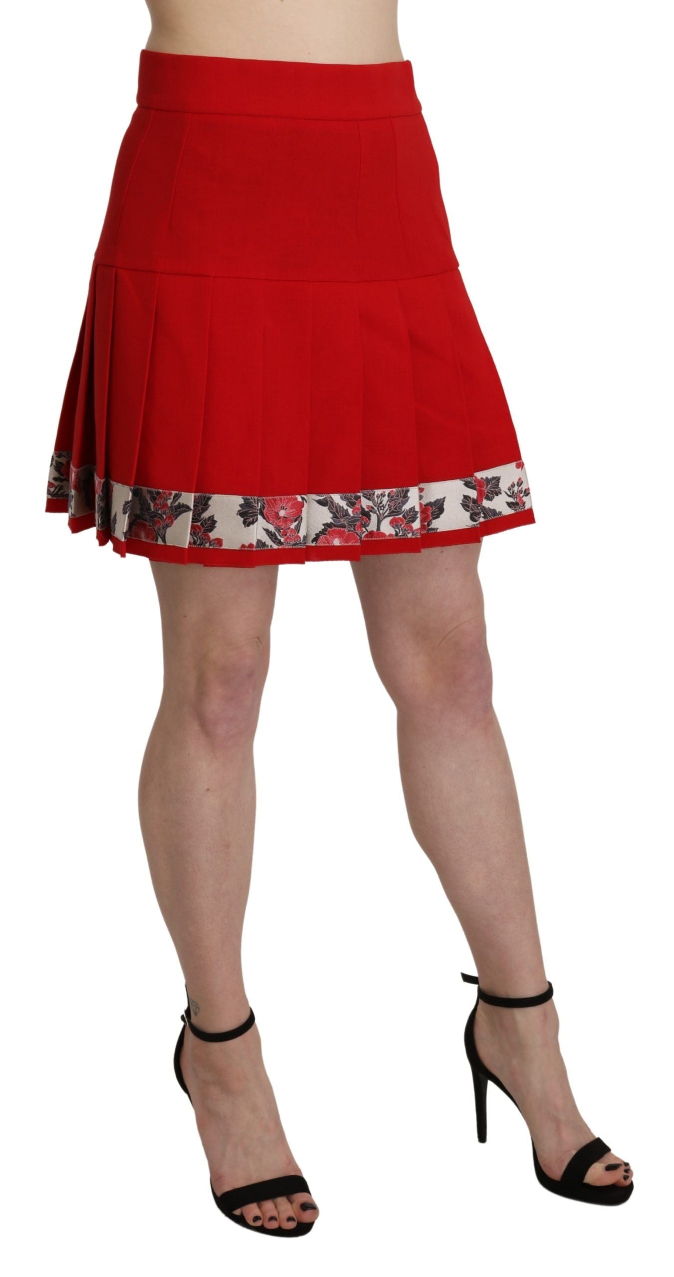 Chic Red Floral High Waist Mini Skirt