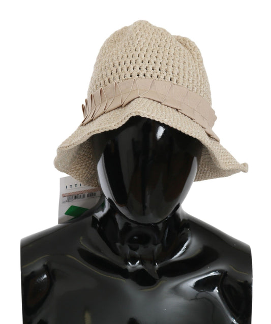 Beige Cotton-Nylon Bucket Cap