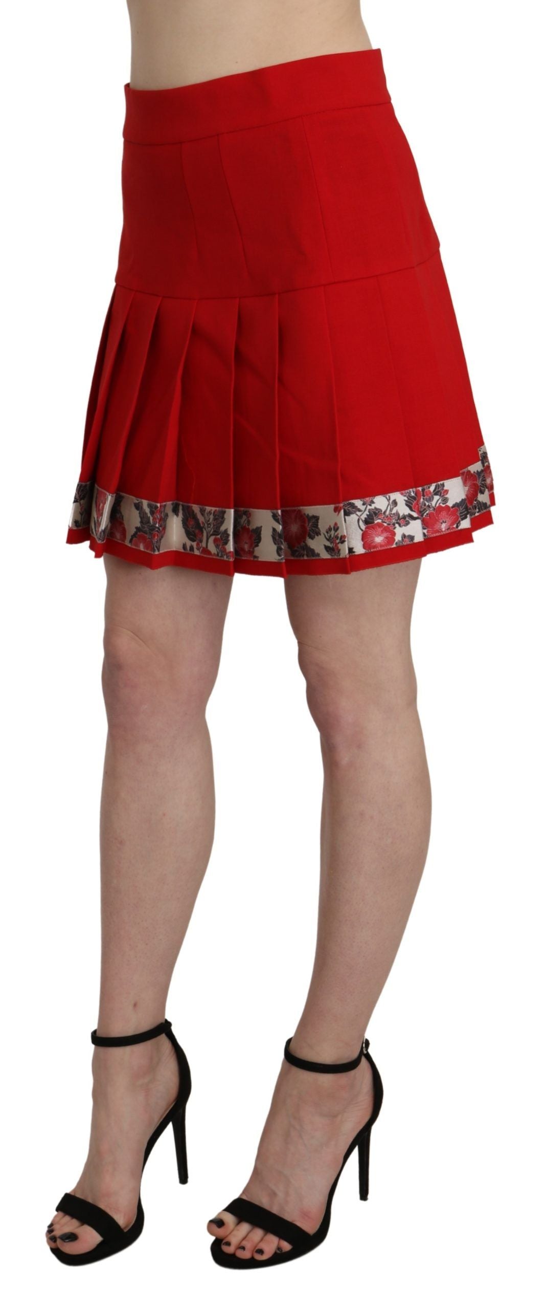 Chic Red Floral High Waist Mini Skirt