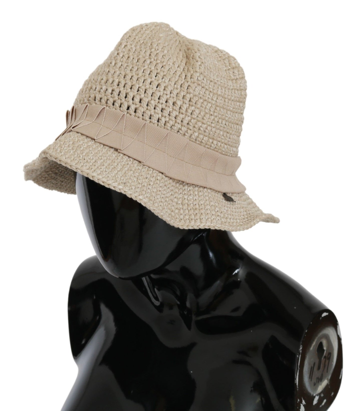 Beige Cotton-Nylon Bucket Cap