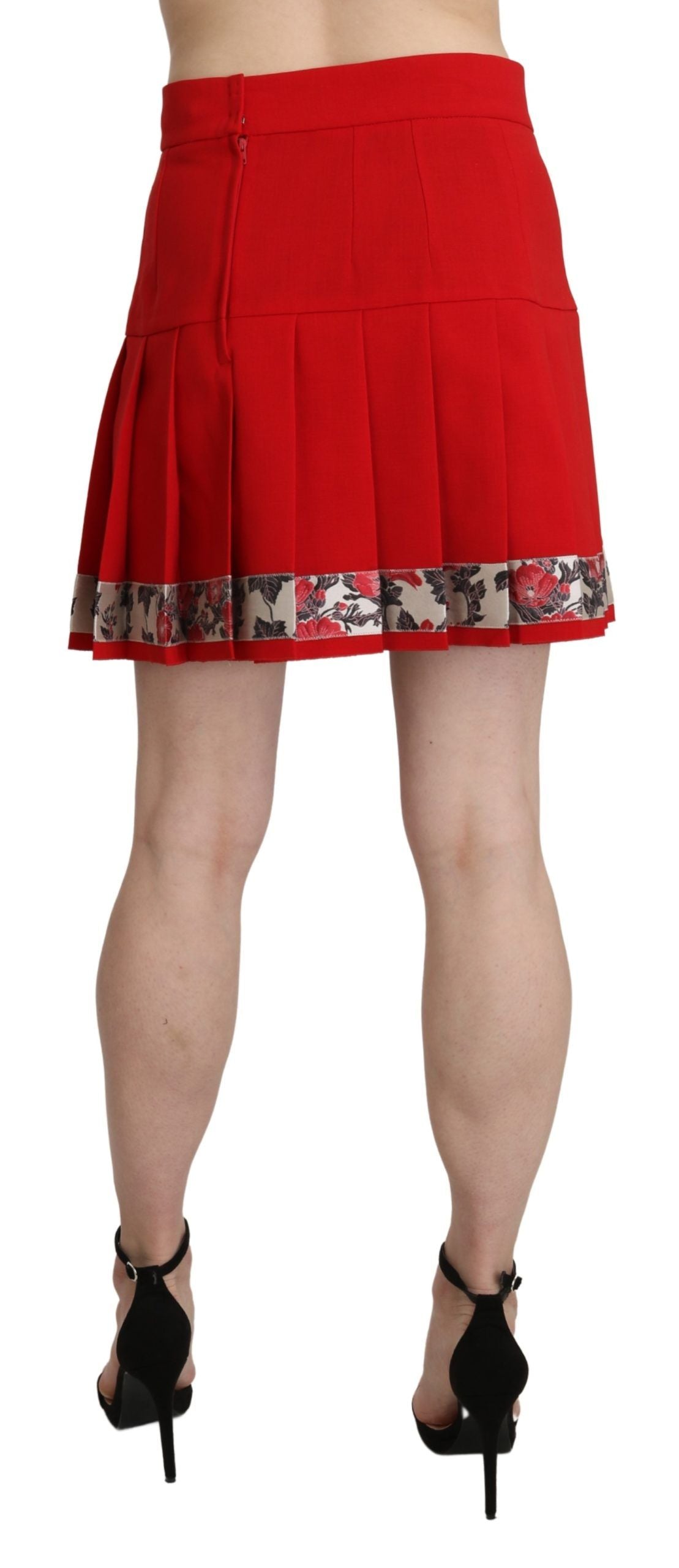 Chic Red Floral High Waist Mini Skirt