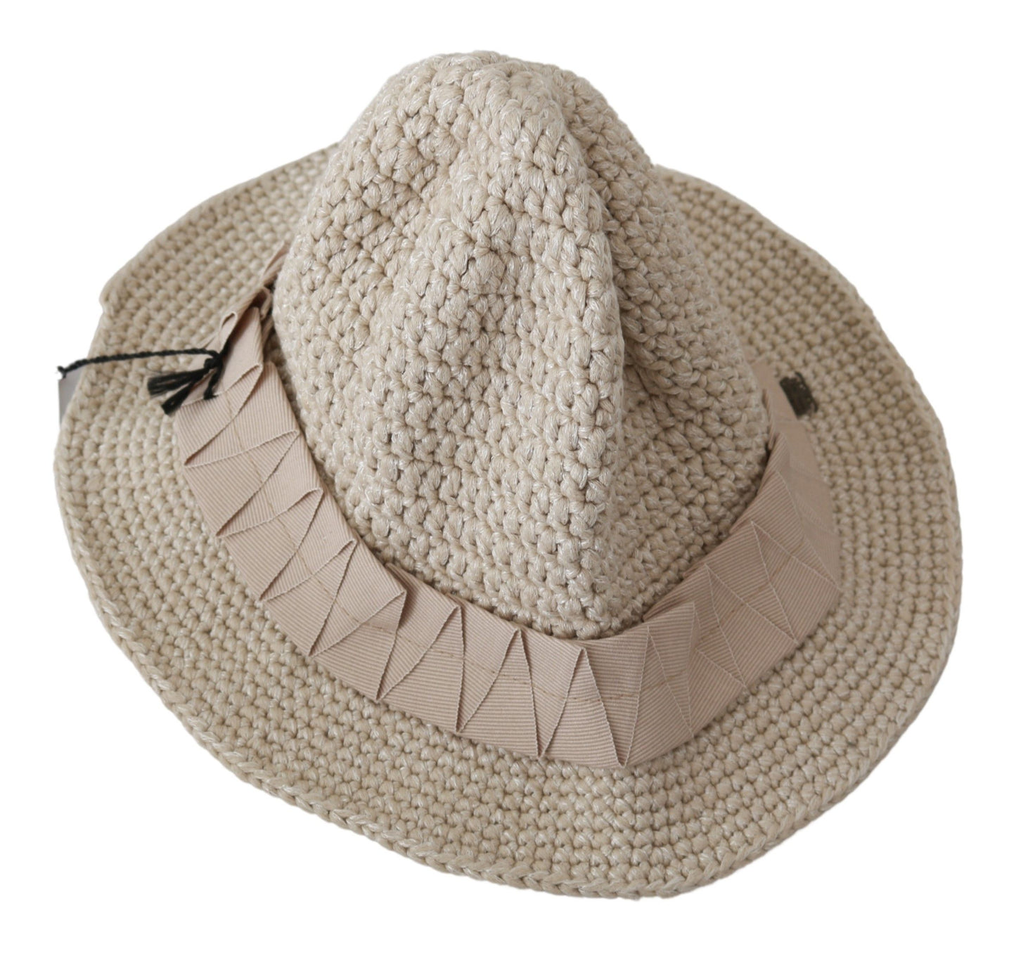 Beige Cotton-Nylon Bucket Cap