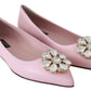 Pink Bellucci Leather Crystals Flats Shoes