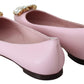 Pink Bellucci Leather Crystals Flats Shoes