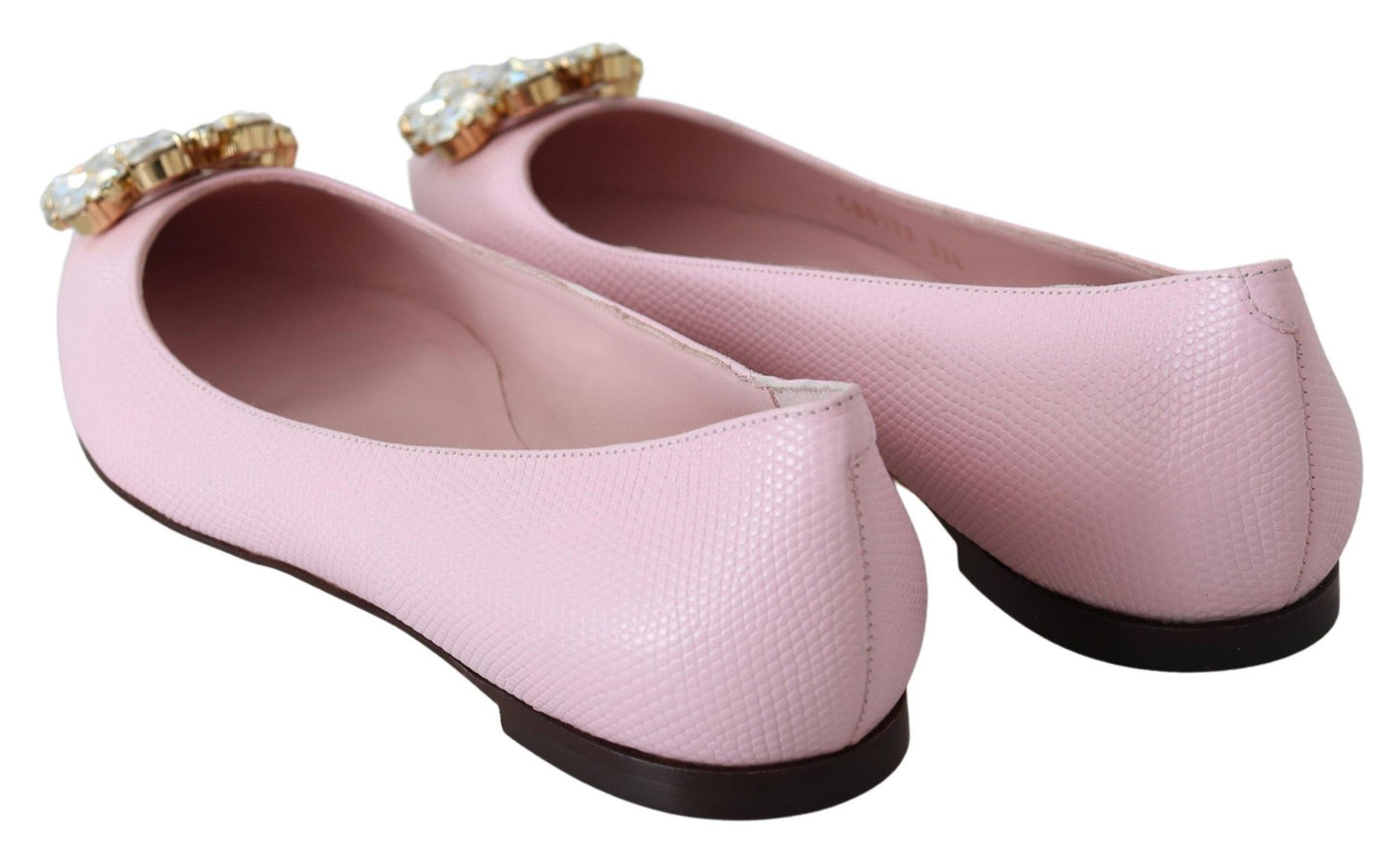 Pink Bellucci Leather Crystals Flats Shoes