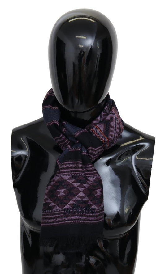 Geometric Wool Scarf with Fringes