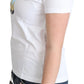 Chic White Cotton Tee with Iconic Print