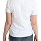 Chic White Cotton Tee with Iconic Print