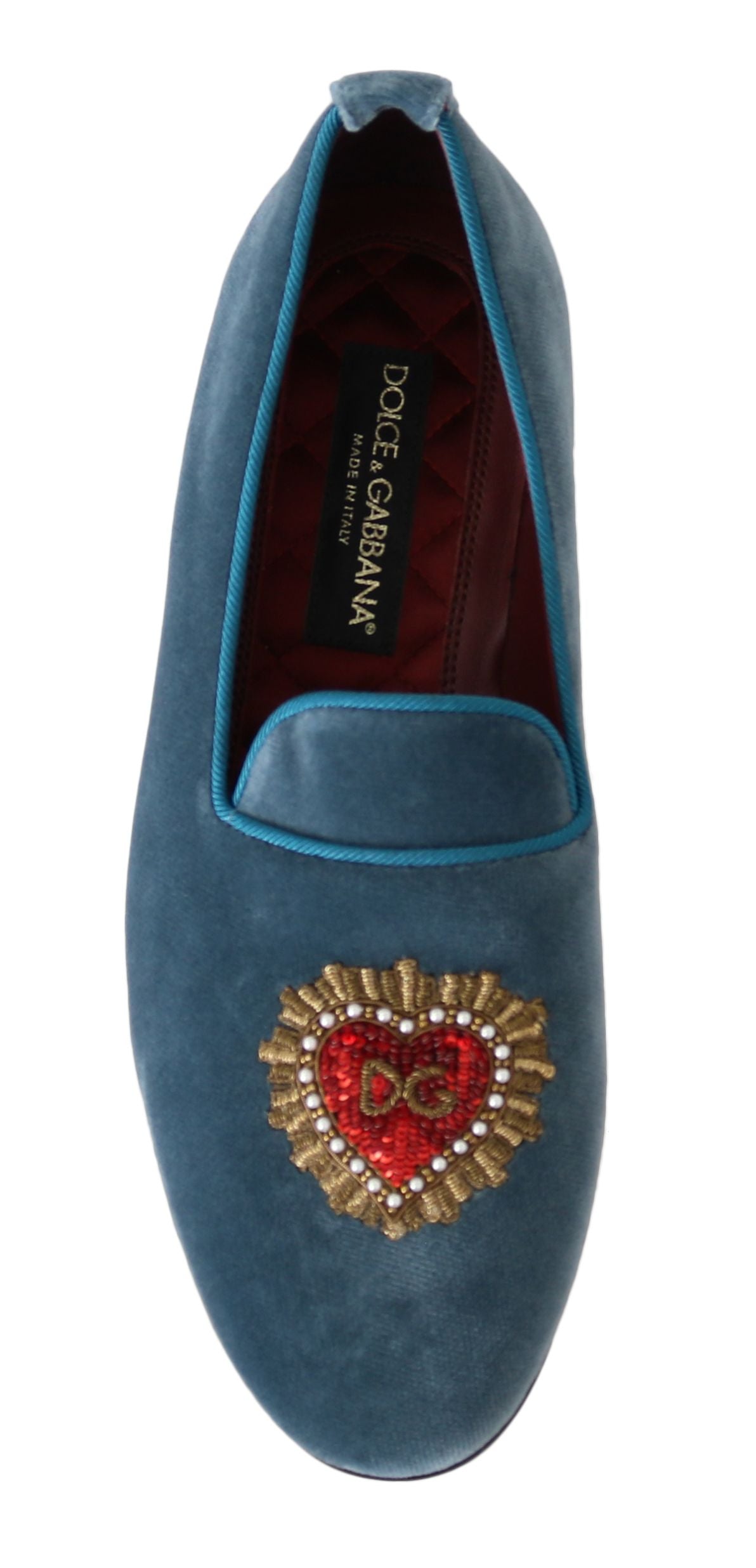 Enchanted Heart Light Blue Velvet Loafers