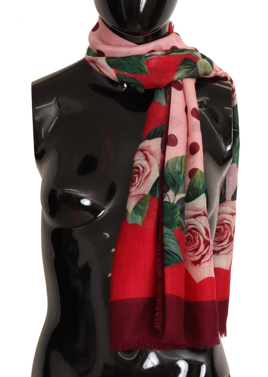 Cashmere Silk Blend Rose Polka Dot Scarf