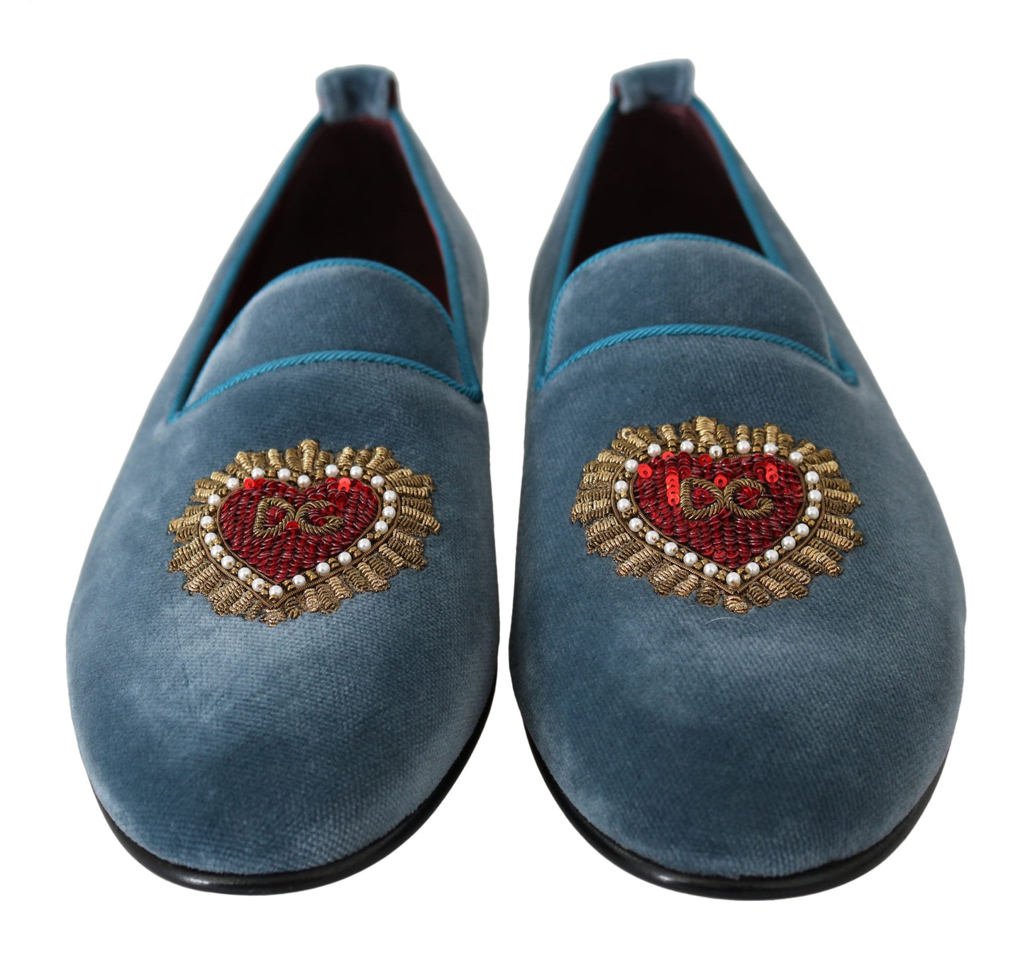 Enchanted Heart Light Blue Velvet Loafers