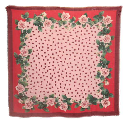 Cashmere Silk Blend Rose Polka Dot Scarf