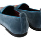 Enchanted Heart Light Blue Velvet Loafers