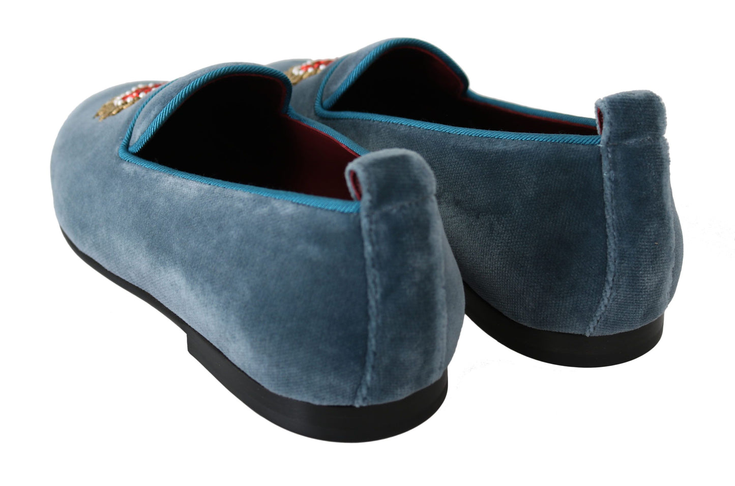 Enchanted Heart Light Blue Velvet Loafers